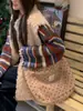 510172 Bolso Cruzado de Peluche en Forma de Corazón, Nuevo Bolso de Compras Otoño e Invierno, Bolso Cruzado de Hombro de Lona de Gran Capacidad