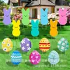Cartel de Jardín de Pascua con Huevos de Colores y Lazos, Decoración Impermeable y Resistente a la Decoloración para Césped y Jardín al Aire Libre