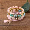 Popular Transfronterizo Set de 4 Piezas de Moda Estilo Bohemio Multicapa Árbol de la Vida Borla Cuentas de Madera Pulsera con Cuentas Venta al por Mayor
