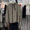 Chamarra Corta con Capucha Estilo Coreano Doble Cierre para Mujer Otoño 2026 Holgada Casual Dobladillo con Cordón Chaqueta Cargo Top