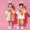 Roupas de Performance Infantil para Alunos do Ensino Fundamental, Roupas de Performance para Torcida em Eventos Esportivos, Uniforme de Jardim de Infância, Roupas Cartoon de Manga Curta