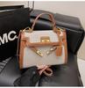Bolso Kelly Portátil de Alta Calidad con Contraste de Texturas y Costuras de Color para Mujer, Nuevo Bolso de Hombro Cruzado Casual Retro Transfronterizo