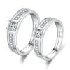 Anéis de Casal Transmitidos ao Vivo, Estilo Europeu e Americano, Anéis Personalizados Abertos com Diamantes Simulados, Anéis Combinando Elegantes, Presentes de Feriado, Estilo Geométrico para Casal