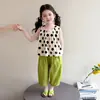 Ropa de Verano para Niñas Vestido sin Mangas de Lunares con Lazo 2026 Nuevo Estilo Pantalones Casuales Elegantes y a la Moda para Niñas Pequeñas Ropa de Bebé