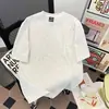 Camiseta Desconstruída com Design de Rebites para Homens, Manga Curta Pesada Tendência Marca Top, Verão Solta Estilo Americano Par Casal Manga Meia