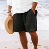 Mejores Vendedores Transfronterizos Europeos y Americanos 2023 Estación Independiente de Amazon Pantalones Cortos de Algodón y Lino con Cordón Pantalones de Playa para Hombre