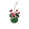 Campana de Navidad Metal Bayas Rojas Aguja de Pino Lazo Cuerda de Cáñamo Colgante Decoración de Árbol de Navidad Colgante de Campana Copo de Nieve