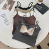 Camisola con Almohadilla en el Pecho Sujetador de Copa Fija para Mujer Una Pieza Espalda Hermosa Sin Tirantes Uso Interior Uso Exterior Para-pechos Top Corto