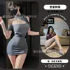 Uniforme Feminino Sexy de Role-Playing de Secretária Aeromoça Gato da Noite, Conjunto de Saia Sexy que Cobre o Bumbum, Sedutor Transparente Revelador Sem Cobrir o Bumbum