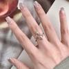 Anillo Graffiti de Uñas de Color Contrastante para Mujer, Moda Retro, Anillo Abierto de Estrella Dulce, Versátil Anillo para Dedo Índice Apilable