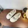 Zapatos de Cuero Transpirables con Velcro para Estudiantes 2026 Verano Nuevos Zapatos Mary Jane Estilo Ballet Ins Tendencia Zapatos Blancos para Mujer