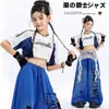 Roupa de Jazz para Meninas, Estilo Coreano Moderno e Descolada, Conjunto Fashionável de Manga Curta que Mostra o Umbigo, Roupa de Performance de Dança Jazz Infantil