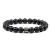 Pulsera de piedra de gal gallo negra estilo europeo y americano, pulsera de piedra volcánica, malaquita, 8 mm, pulsera de cuentas de piedra natural, cuerda elástica