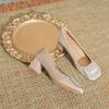 Sapatos de Salto Alto Femininos Novos Estilo Outono 2025, Bico Fino, Fivela Quadrada Francesa, Strass, Salto Médio Bloco, Slip-On