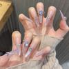 Uñas Portátiles Puras Hechas a Mano, de Gama Alta, Deslumbrantes Hielo-Transparente Ojo de Gato Diamantes Triturados, Lujo Ligero, Puro Deseo, Manicura Dulce y Fresca, Uñas Postizas Removibles