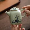Color Bajo Vidriado Kiln Ge Cerámica Pura Pintada a Mano Tetera Cerámica Creativa Olla Xishi con Asa Tetera Individual Juego de Té Kung Fu Gama Alta