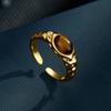 Anillo de apertura con piedra de ojo de tigre retro europeo y americano para mujer, anillo de ágata negra de alta gama, nuevo anillo ajustable para dieta.
