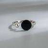 Jingdong Tmall anillo de moda coreana pegamento de cristal redondo punto negro apertura anillo de cobre plateado fabricantes al por mayor
