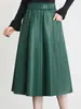 Falda de Cuero con Hebilla Vintage para Mujer, Otoño 2026 Nueva Falda de Cintura Alta Ajustada al Cuerpo que Resalta las Caderas, Falda Lápiz de Longitud Media Adelgazante