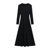 Otoño e Invierno nuevo estilo coreano pequeño cuello redondo botonadura camiseta superior mujer 2023 cintura alta gran swing manga larga vestido falda larga