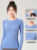 Top Deportivo para Mujer Primavera y Verano Ajustado Cuello Redondo Secado Rápido Traje de Yoga Brillante Entrenamiento para Correr Transpirable Traje de Fitness Manga Larga