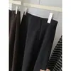 Elegante falda imprescindible para otoño e invierno, falda midi de lana de acetato de cintura alta, versátil y estiliza para mujer, adecuada para ir al trabajo
