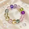 Pulsera de Amatista Natural Sintética de 14 mm para Mujer, Pulsera de Cuentas Coloridas de Lujo Ligero y Gama Alta, Pulsera de Cristal con Diseño de Nicho