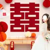 Pegatinas "doble felicidad" extragrandes para decoración de bodas, adecuadas para ventanas de sala de estar, puertas, paredes y decoración de habitaciones de bodas en dormitorios