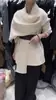 Casaco Cardigan de Tricô com Gola Cachecol Atmosférico Estilo Coreano para Mulheres Outono e Inverno Novo Estilo Estilo Preguiçoso Moda Cintura Afinando Suéter