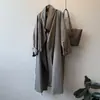 Gabardina Beishan Tongshu estilo británico con cuello alto para mujer, abrigo largo holgado con cordones vintage de otoño 82625