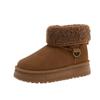 Botas de Neve para Mulheres no Inverno 2025 Novas Sapatos de Algodão Quentes com Sola Grossa Plus Pelúcia Estilo Britânico Botas Curtas Externas