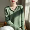 Cárdigan de punto con capucha listo para usar de primera línea transfronterizo para mujer, nuevo suéter de moda suelto de talla grande estilo francés para otoño e invierno con cuello redondo