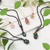 Collar Tejido con Colgante de Malla de Piedra Temu Transfronterizo Bolsillo de Malla Telescópico Ajustable Colgante de Malla Tejido a Mano con Cuentas de Madera