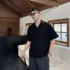 Camisa Polo de Manga Corta con Doble Cuello en V Fresca para el Verano para Hombre, Estilo Nuevo con Cuello Campana y Diseño de Retazos, Camiseta de Manga Media con Cuello de Camisa