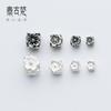 Plata S925 4-8 mm flor de cuatro caras cuadrada cuentas de agujero grande hechas a mano accesorios de joyería DIY al por mayor Q0108
