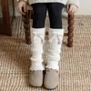 Polainas de lana tejida blancas para niños y niñas de otoño e invierno, longitud hasta la mitad de la pantorrilla, cálidas, estilo japonés, versátiles, calentadores de pies para bebé