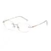 Gafas Sin Montura de Titanio Puro Ultraligeras 56 Montura Ovalada Oversize para Mujer, Luz Azul Anti-Reflejo, Estilo Fresco y Elegante, Modelo 9039, Gafas al por Mayor