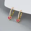 Pendientes de Corazón con Diamante Rosa Dulces y Exquisitos de Plata de Ley S925 Nalan Estilo Ins Joyería de Oreja de Gama Alta para Mujeres M04662