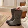 Botines cortos para mujer 2026 con tacones gruesos, bootcut estilo mezclilla apilado, nuevo diseño otoño e invierno, botas western, retro francés, talla grande