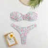 Nuevo Bikini de Dos Piezas para Mujer Traje de Baño Dividido con Top Tipo Tubo Estampado Venta Transfronteriza Amazon