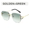 Gafas de sol irregulares sin montura estilo retro americano para mujer, gafas de metal de patilla fina de moda, gafas de sol estilo dama real de lujo ligero