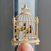 Cross-border novo simples elegante retro galvanizado gaiola de pássaro forma broche pássaro corsage pingando broche animal atacado