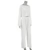 Pijama Transfronteiriça Europeia e Americana Primavera/Verão 2026 Nova Tricotada Branca Gola Redonda Conjunto de Duas Peças Manga Comprida Calça Comprida Roupa de Descanso Feminina