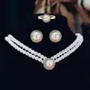 Pendientes Vintage Estilo Hong Kong Collar Vintage de Doble Capa con Perlas Collar para Mujer Lujo Ligero Nicho Joyería de Gama Alta Juego de Tres Piezas