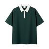 Camisa Polo de Peso Pesado 240g Verano 40 Hilos Media Cremallera para Hombre con Cuello de Color Contrastante, Mangas Cortas, Texto Estampado y Logo Bordado