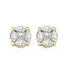 Pendientes de Botón Minimalistas Redondos Clásicos con Diamantes Tachonados, Corte Princesa, Estilo Ins, Versátiles, Modernos, Personalidad Europea y Americana para Mujer