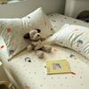 Sábana de Cama para Gato con Manzana Rayada Roja de Dibujos Animados Algodón de Una Pieza 100 Algodón Doble para Hogar Juego de Tres Piezas