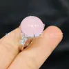Anillo para Mujer con Calcedonia Verde Hielo Incrustada Plateado al Por Mayor Comparable al Jadeíta Jade Regalos para Transmisión en Vivo