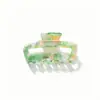 Pinza de Tiburón de Acrílico Color Gelatina de Celebridad de Internet para Mujer, Pasador Elegante y de Alta Gama, Pinza para Cola de Cabello con Patrón de Mármol