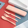 Set Portátil de Cuchillo, Tenedor y Cuchara de Paja de Trigo, Tres Piezas, Creativo, para Adulto, Estudiante, Viaje, Regalo Portátil, Vajilla
